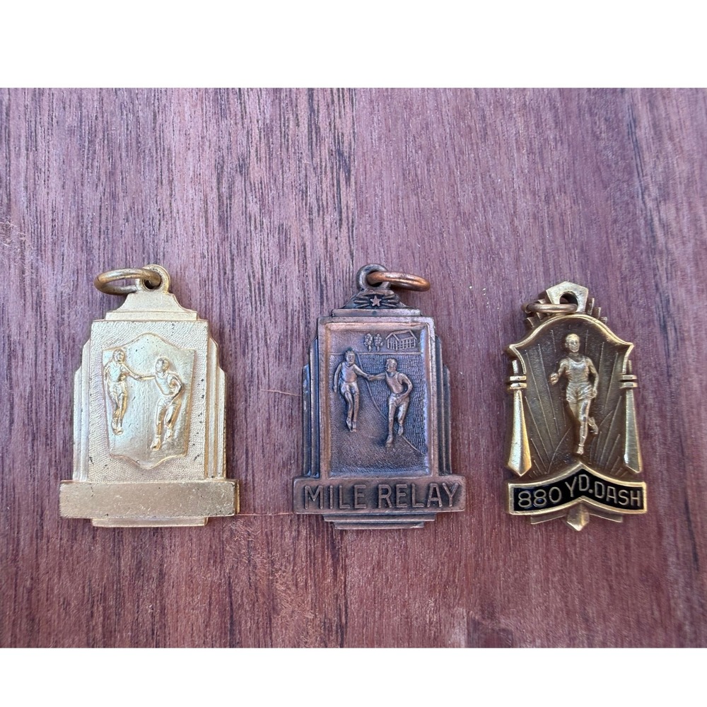 Vintage Track Field Medals Bundle Mile Relay 880‎ Yard Dash Gold Bronze Tone 3pc